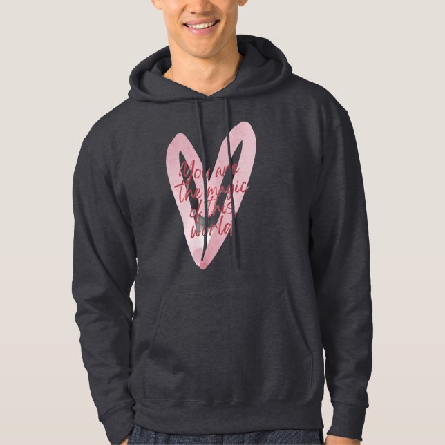 Sudadera con corazón rosa motivacional (Anverso)