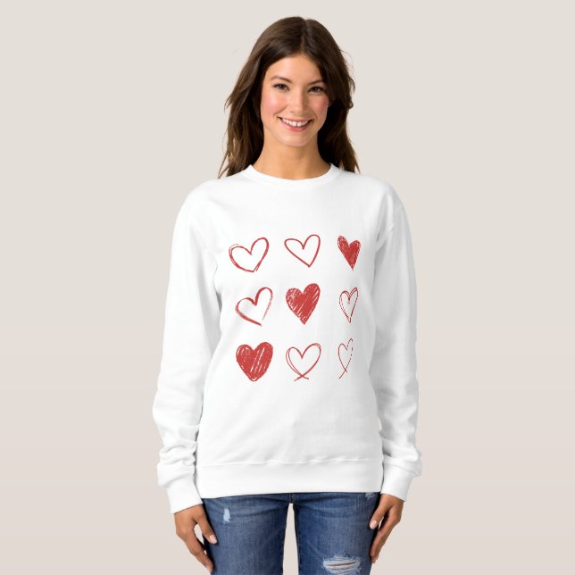 Sudadera con Corazones Dibujados a Mano (Anverso completo)