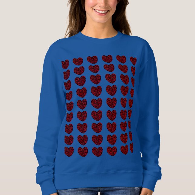 Sudadera con corazones rojos para mujer (Anverso)
