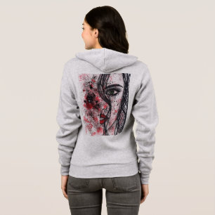 Sudadera con cremallera de retrato abstracto grung