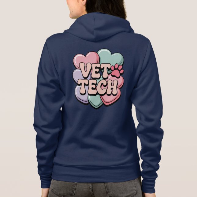 Sudadera con cremallera Vet Tech Valentine's Heart (Reverso)