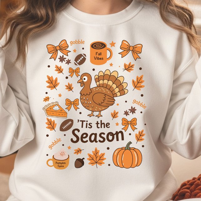 Sudadera con Cuello Redondo de Collage Doodle de O (cozy fall doodle collage sweatshirt)