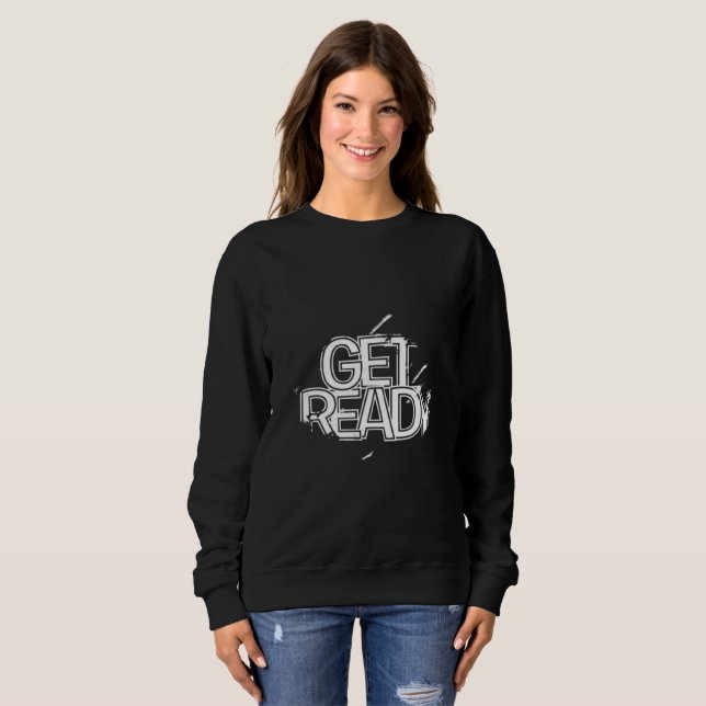 Sudadera con Cuello Redondo de Texto Blanco en Neg (Anverso completo)