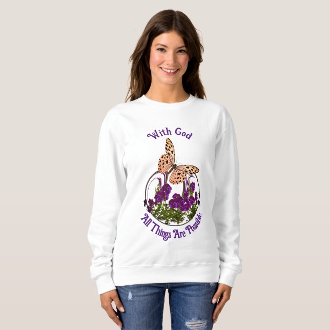 Sudadera Con Dios mariposa Flor Arte Inspirador (Anverso completo)