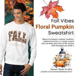 Sudadera con diseño de calabaza otoñal floral eleg