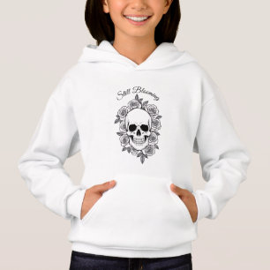 Sudadera con diseño de cráneo y rosas en flor