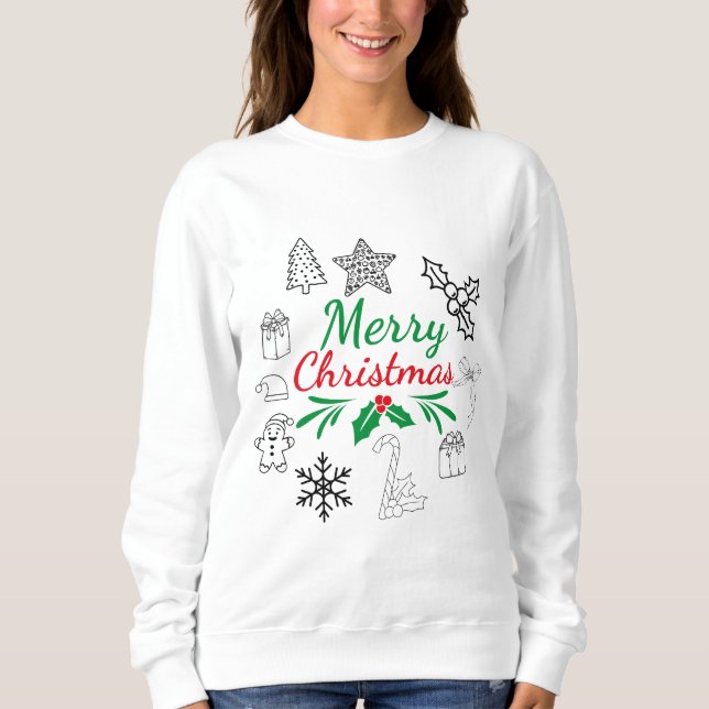 Sudadera con Doodles Navideños Adorables (Anverso)