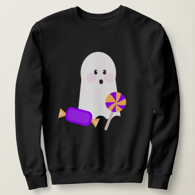 Sudadera con dulce fantasma lindo con lazo (Anverso del diseño)