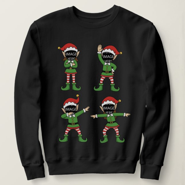 Sudadera con elfo de Navidad de cara personalizada (Anverso del diseño)
