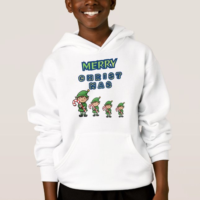Sudadera con elfos bailando Feliz Navidad  (Anverso)