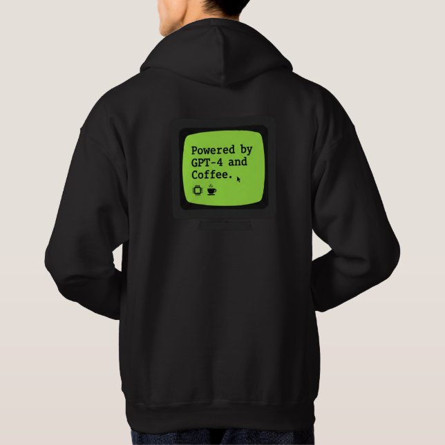 Sudadera Con energía de GPT-4 y humor retro tecnológico sob (Reverso)