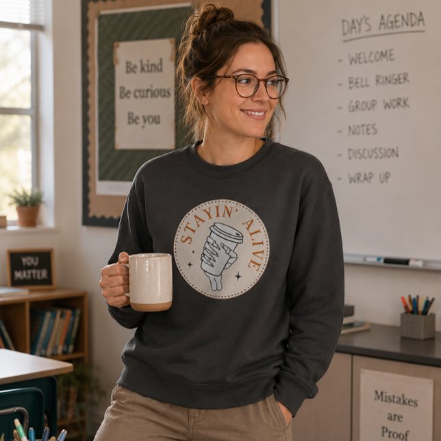 Sudadera con esqueleto de Coffee Stayin' Alive (Subido por el creador)