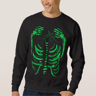 Sudadera con esqueleto de neón verde espeluznante 