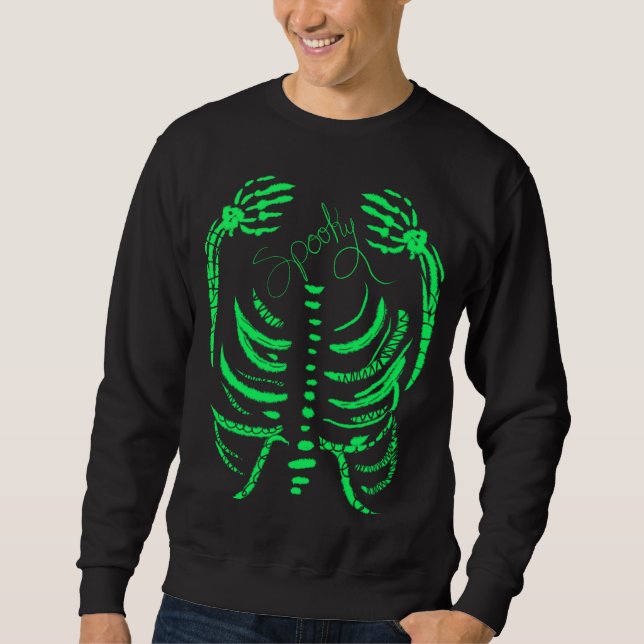 Sudadera con esqueleto de neón verde espeluznante  (Anverso)