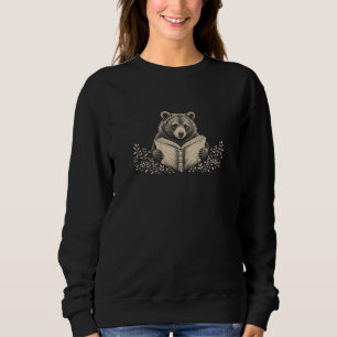 Sudadera con estampado botánico de oso leyendo vin