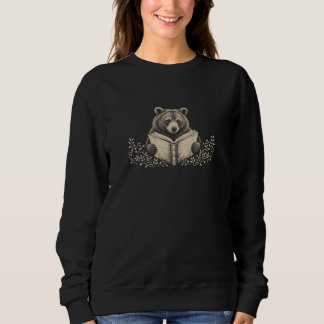 Sudadera con estampado botánico de oso leyendo vin