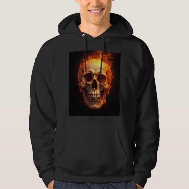 sudadera con estampado de calavera en llamas (Anverso)