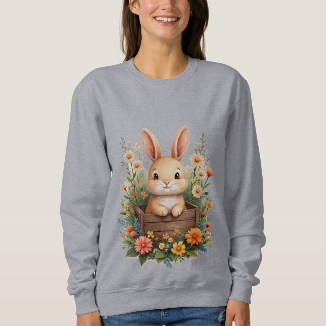 Sudadera con estampado de conejo lindo de jardín f (Anverso)