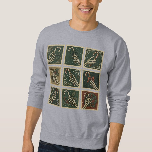 Sudadera con estampado de cuadrícula de esqueleto  (Anverso)