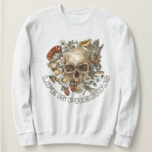 Sudadera con estampado floral de cráneo vintage “E