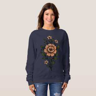 Sudadera con estampado floral de melocotón vintage