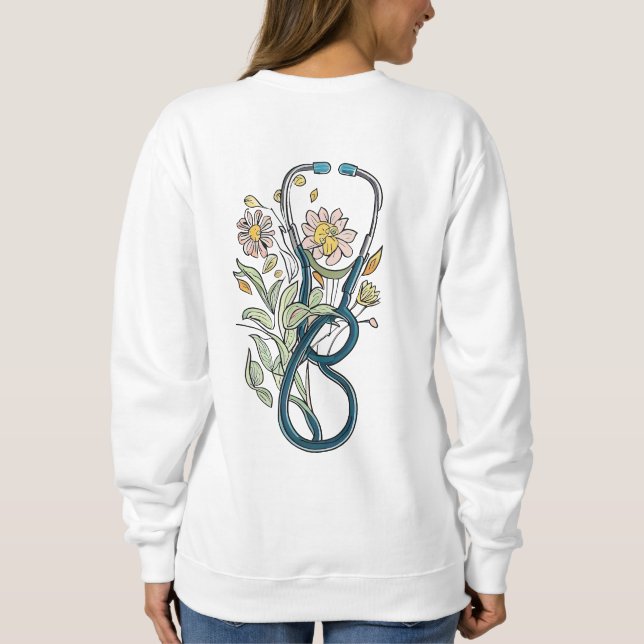 Sudadera con estetoscopio floral (Reverso)