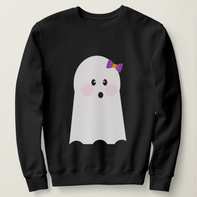 Sudadera con fantasma de niña linda con arco (Anverso del diseño)