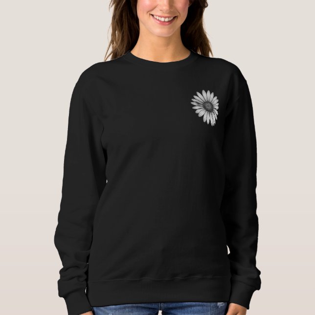 Sudadera con flor de girasol en blanco y negro (Anverso)