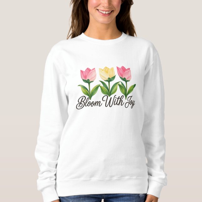 Sudadera con flores de tulipán rosa Bloom With Joy (Anverso)