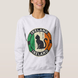 Sudadera con gato y bandera retro de Irlanda - Cír