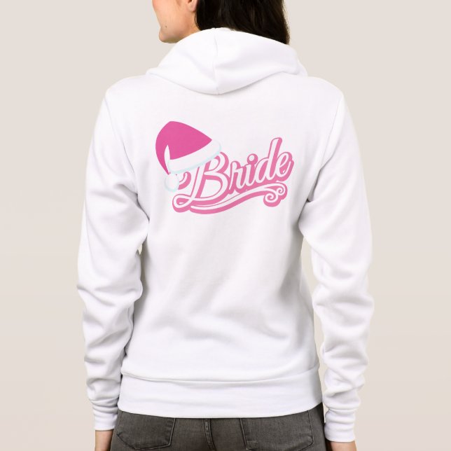 Sudadera con gorro de Santa rosa y novia en blanco (Reverso)