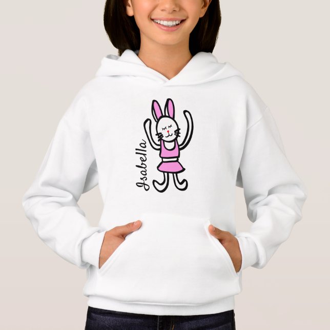 Sudadera con gráfico de conejo y tu nombre (Anverso)
