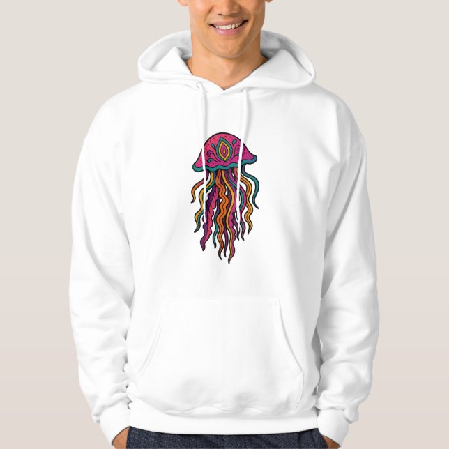Sudadera con gráfico de medusa neón alucinante (Anverso)