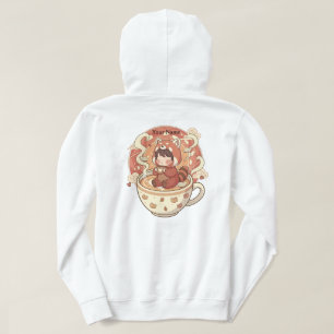 Sudadera con gráfico de taza de café del panda roj