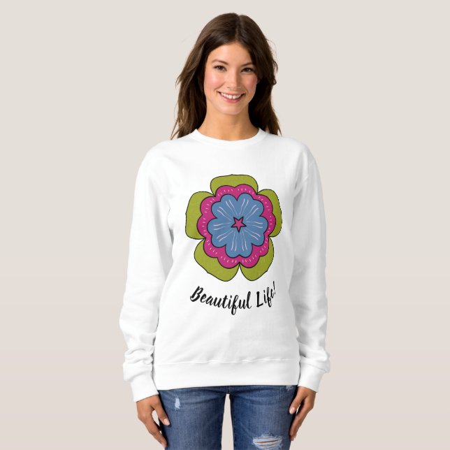 Sudadera con Gráfico Floral Personalizado para Muj (Anverso completo)
