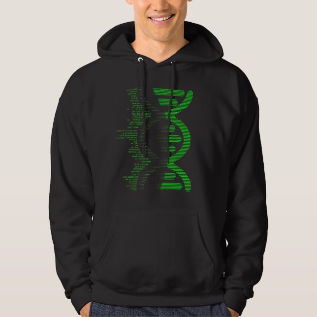 Sudadera con hélice de ADN digital – Cadena de cód (Anverso)