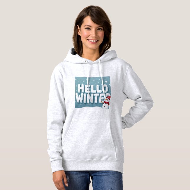 Sudadera con hombre de nieve de invierno Hola (Anverso completo)
