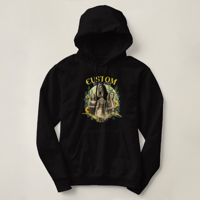 Sudadera con imagen personalizada de marco floral (Diseño del anverso)