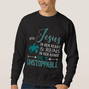 Sudadera Con Jesús en su corazón y riendas en sus manos, el