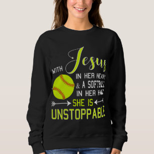 Sudadera CON JESÚS EN SU CORAZÓN Y UNA MANO DE Softball, el
