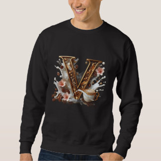 Sudadera con letra V dorada de lujo: salpicadura d