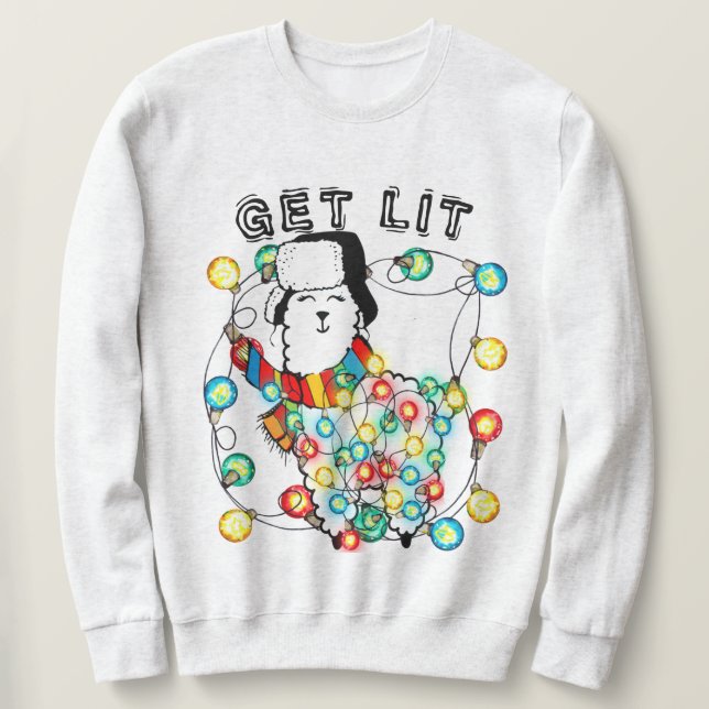 Sudadera con Llama de Navidad 'Get Lit' - Divertid (Anverso del diseño)
