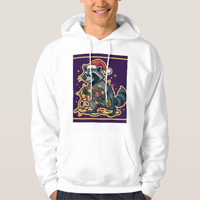 Sudadera con Mapache Robando Luces de Navidad (Anverso)