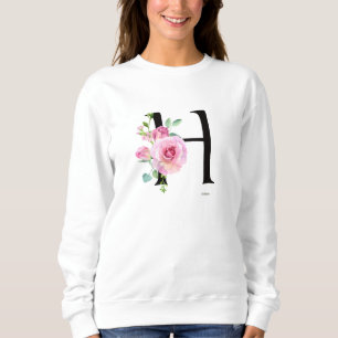 Sudadera con monograma H de rosa floral elegante 