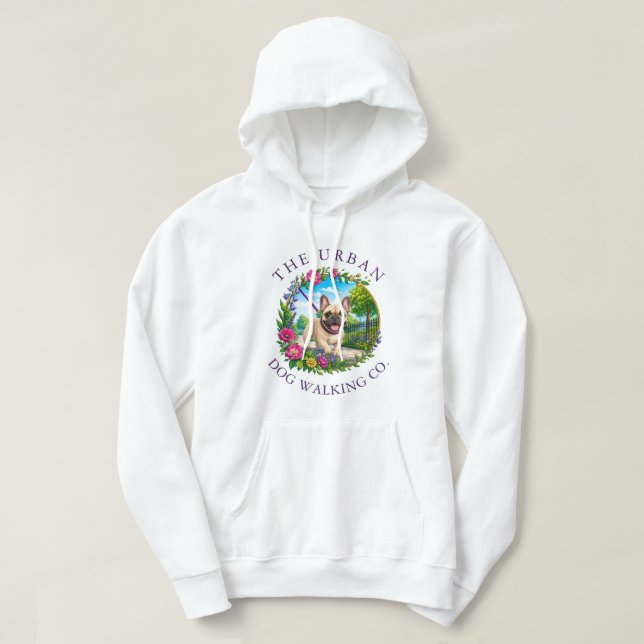 Sudadera con negocio de paseo de perros con Bulldo (Diseño del anverso)