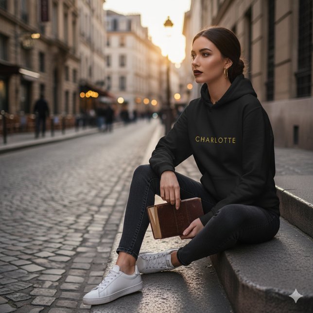 Sudadera con nombre personalizado acogedora y eleg (Custom Name Hoodie Cozy Stylish Wear Women)