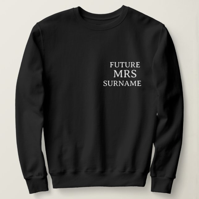 Sudadera con nombre personalizado Future Mrs (Anverso del diseño)
