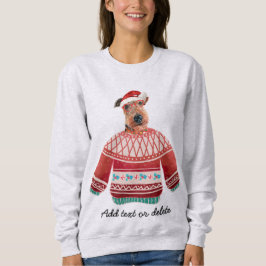 Sudadera con perro Airedale feo de Navidad para ma