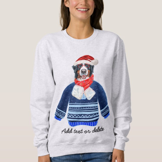 Sudadera con Perro Berna Perro Feo de Navidad Mamá (Anverso)