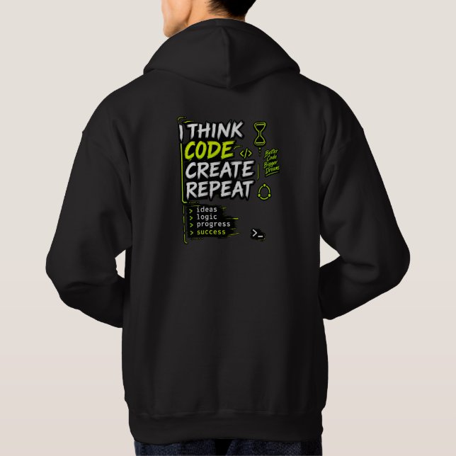 Sudadera con 'Piensa Código Crea Repite' (Reverso)